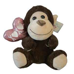 Hug Me Monkey Plush Red Heart XOXO 11" Brown Love Valentines Day Proposal‎ NWT
